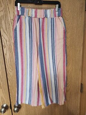 A.N.A Multicolor Striped Wide-Leg Ankle Pants - Brand
